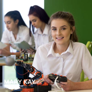 A young person with STEM engineering equipment 