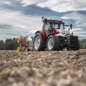 A tractor in a field
