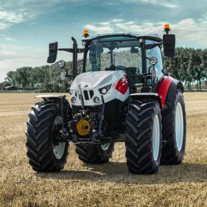 A tractor in a field 