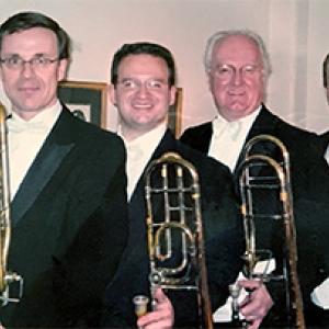 Mark Salatino, second from left, with fellow Rochester Philharmonic Orchestra trombonists in 2002.