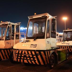 Seven 100% electric Internal Transfer Vehicles at DP World's San Antonio terminal in Chile, supporting the electrification of port operations.