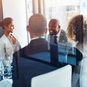 Team of diverse employees in a meeting