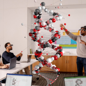 Teacher and students using AR in the classroom