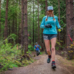a runner in the woods