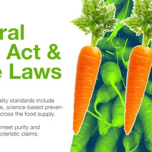 "Federal Seed Act & State Laws" "Commercial agriculture seeds are regulated under the Federal Seed Act and state seed laws.." Carrots and a stack of carrots with a green filter.