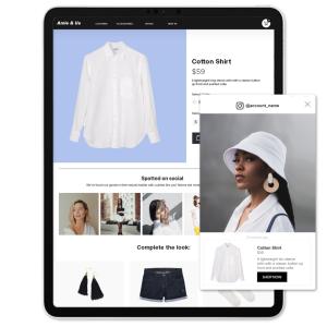 a tablet displaying a clothing retailer's website