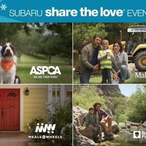 "Subaru share the love event" with images for the four charities