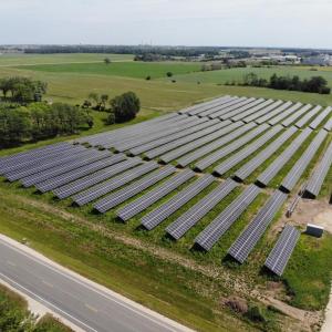 Solar farm outside of MilliporeSigma facility in Sheboygan, Wisconsin