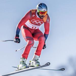 A person ski-jumping