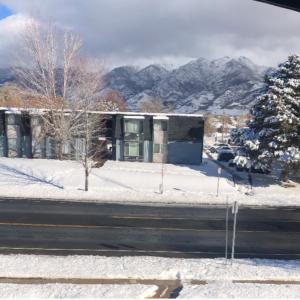Skyline View apartments shown in the winter.