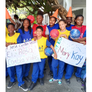 students holding up signs