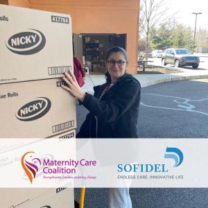 Angie Bellow, Maternity Care Coalition receiving the delivery