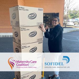 Angie Bellow, Maternity Care Coalition receiving the delivery