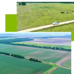 Collage of aerial views of farmland.
