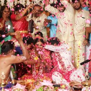Srinivasa Rao Aharma at his wedding.