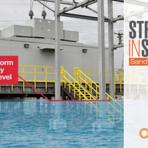 Strength in Service: Sandy with water surrounding a powerplant