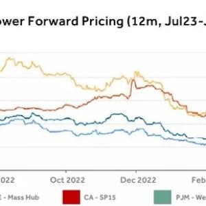 Chart showing Power Forward Pricing through June, 2024.