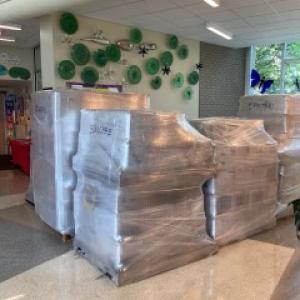 pallets of packaged supplies