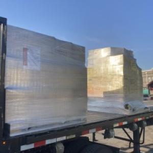 pallets of packaged supplies ready for shipping