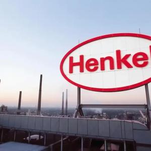 Henkel logo over large building