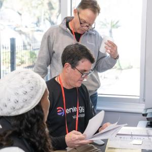 Three people in office