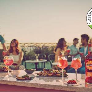 MARTINI drinks being served at an outdoor party