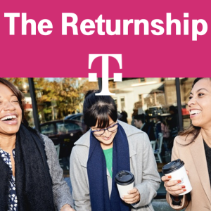 "The Returnship T" with a group of smiling women