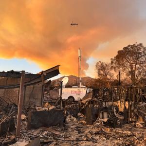 T-Mobile truck in area recently destroyed by fire