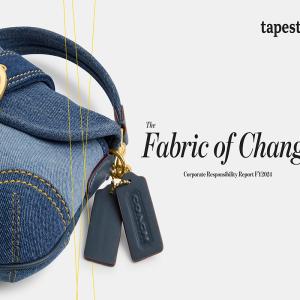 Cover of Tapestry's CR Report showing a Coach handbag in denim