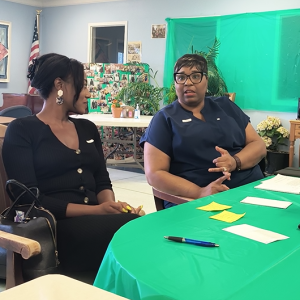 L-r: Jasmine Calhoun and Kuluvanda Cason at the Senior Center