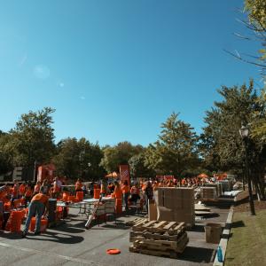 Supplies being made ready to be packed.