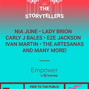 Marionette hands hang text that reads: The Story Tellers