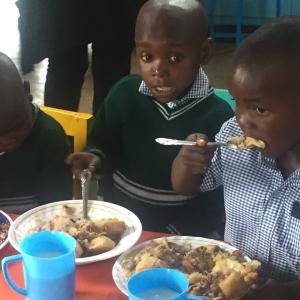 Children eating.