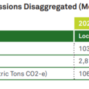Info graphic: Table 3: Scope 2 GHG Emissions Disaggregated (Metric Tons CO2-e) 