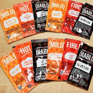 Assorted Taco Bell sauce packets