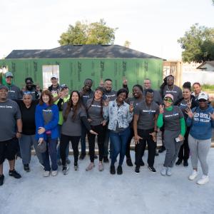 Wesco team members working on a Habitat for Humanity build.