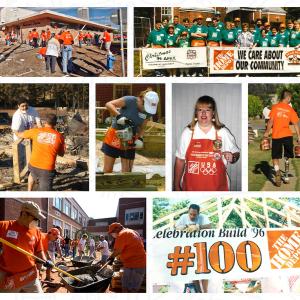 Photo montage of Team Depot volunteers working in their communities.