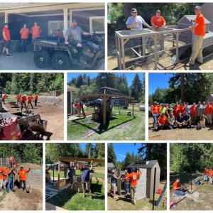Photo collage of Team Depot Seattle working on Technical Sergeant Dan Fye's home.