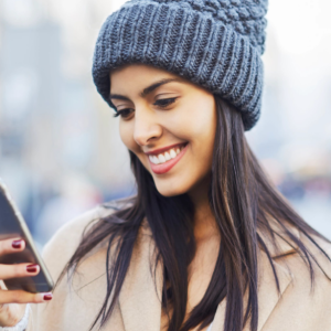 Woman looking at cell phone