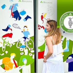 Paint-by-numbers mural in progress 