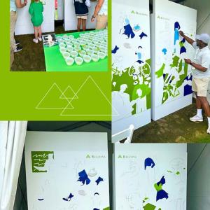 Paint-by-numbers mural in progress 