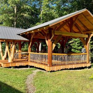 Outdoor classroom made of wood outside