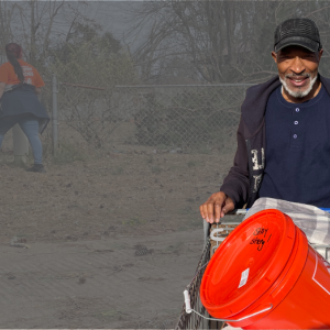 Home Depot volunteer with supplies.