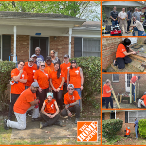 Team Depot volunteers working on Odell Witherspoon's home.