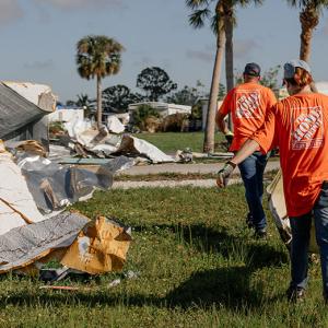 The Home Depot volunteers shown helping with disaster clean up in Florida.