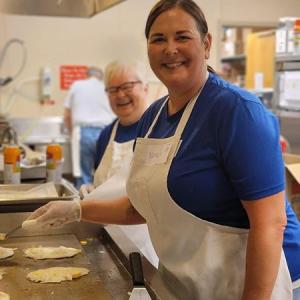 Women volunteering in a kitchen