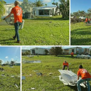 Photo montage of volunteers cleaning up after Hurricane Ian.