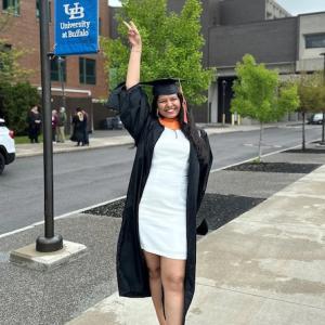 Thelma Gomes on graduation day at University at Buffalo.