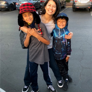 Tomomi Glover and her 2 children