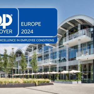 A Whirlpool Corporation building with the Top Employer Europe 2024 logo